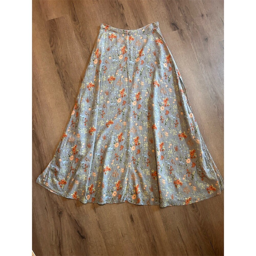 Natural Life Skirt Womens Size M Gray Blue Floral Tiered Maxi Boho Flowy - Picture 10 of 11